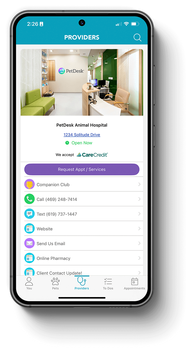 mobile-view-of-PetDesk-app-Providers-screen-1