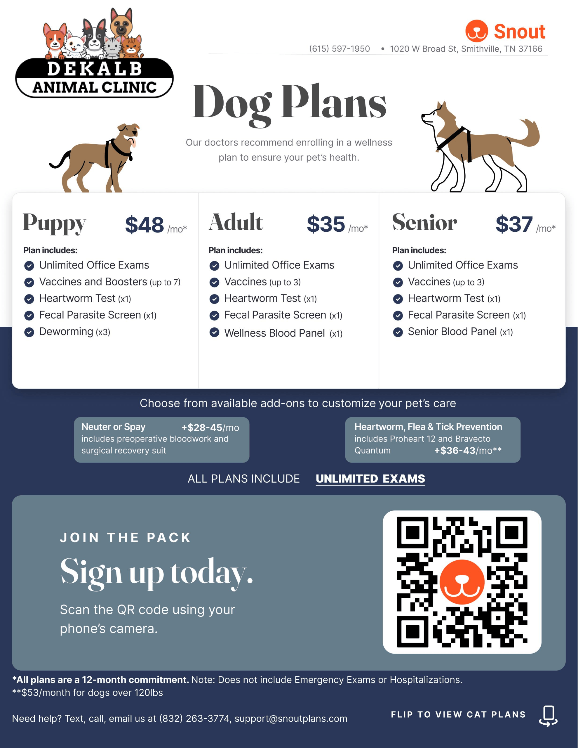 Dekalb Animal Clinic Dog Plans